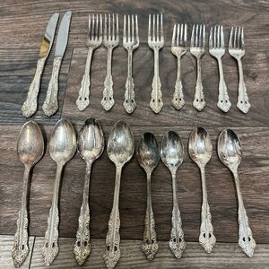 ECKO Eterna Lilliane Flatware Korea Silver Plated MCM Vintage, Tarnish! 18pcs
